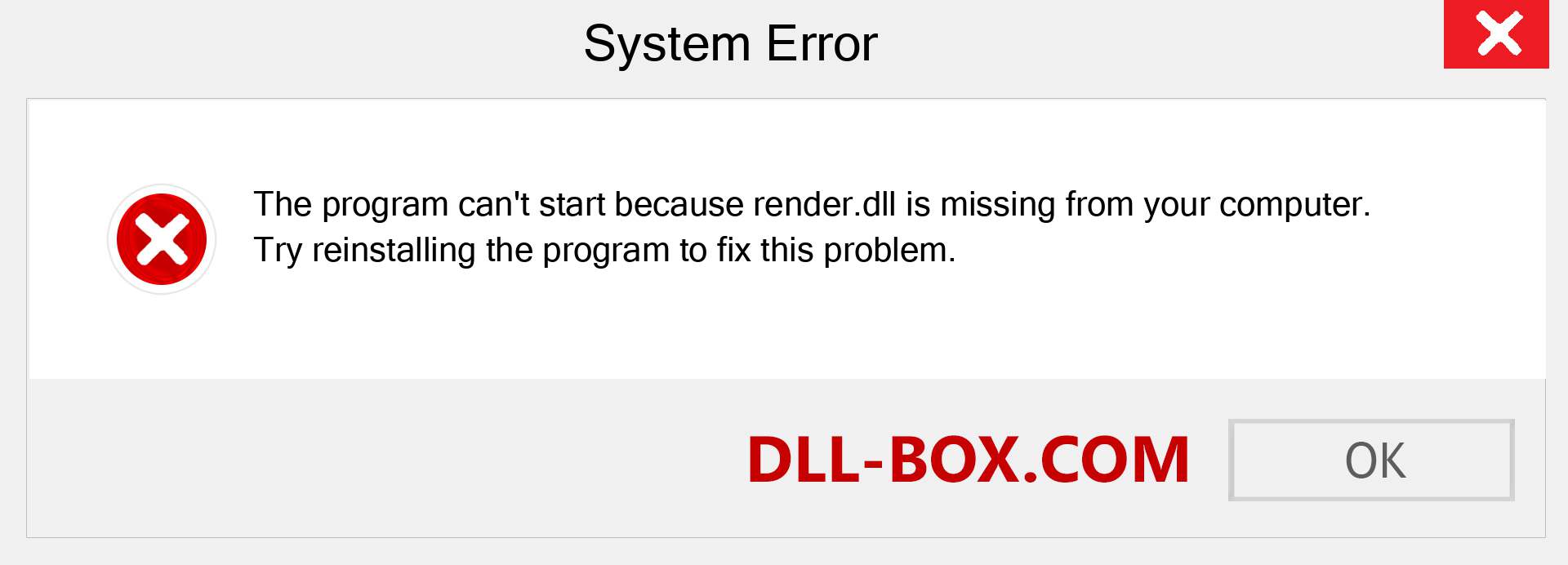  render.dll file is missing?. Download for Windows 7, 8, 10 - Fix  render dll Missing Error on Windows, photos, images